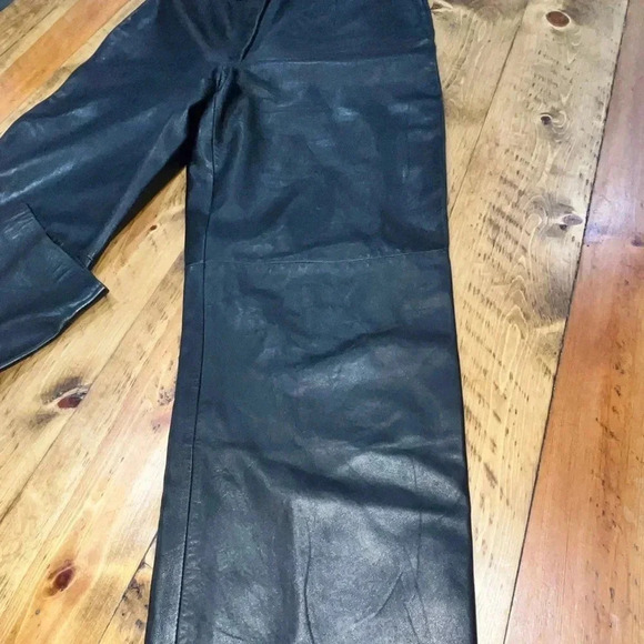 Talbots Collection Genuine Leather High Waisted button and Zip Front Pants - Picture 3 of 10